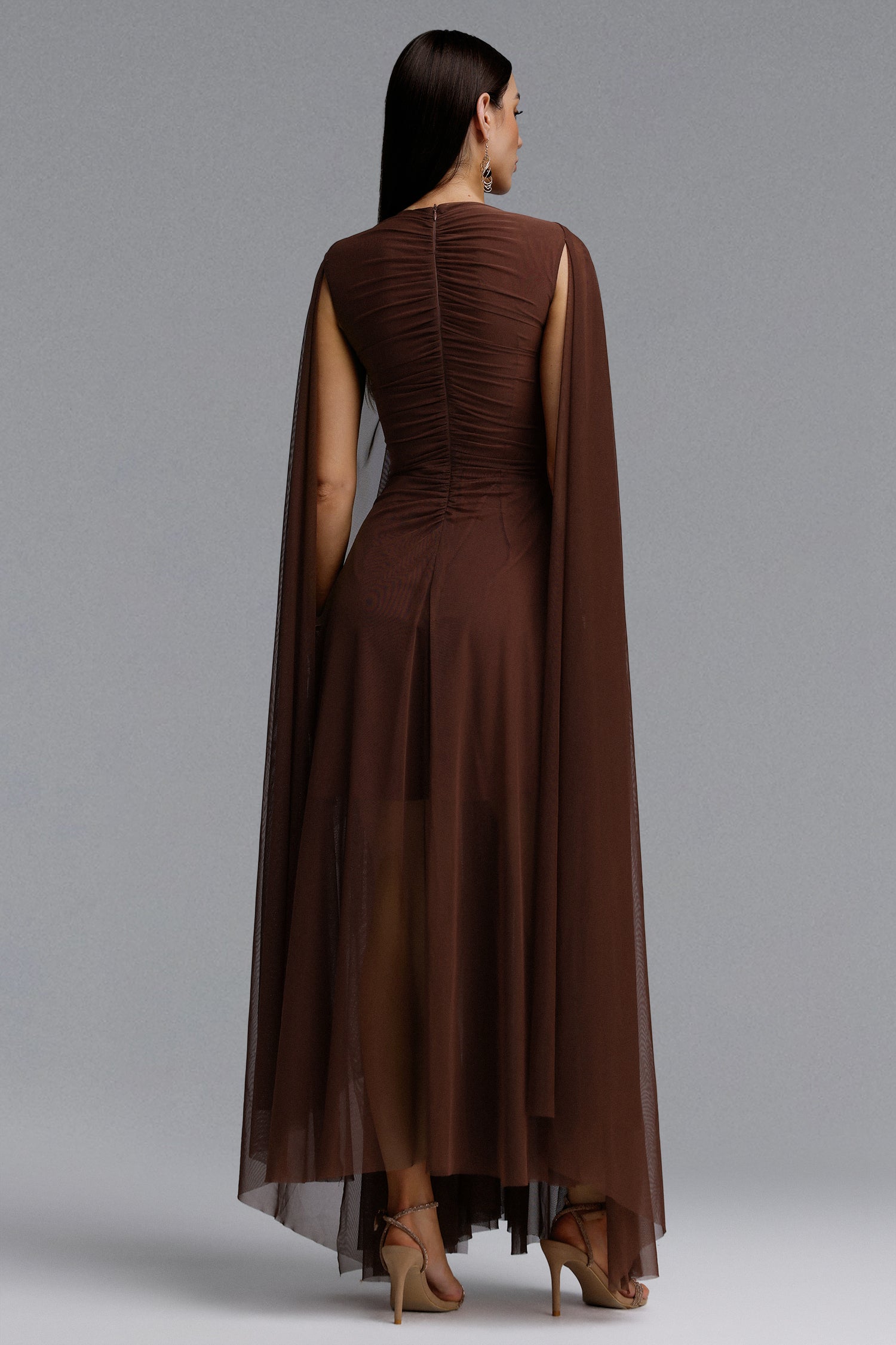 Paul Vintage Halter Twist Knot Cutout Flowing Panel Maxi Dress