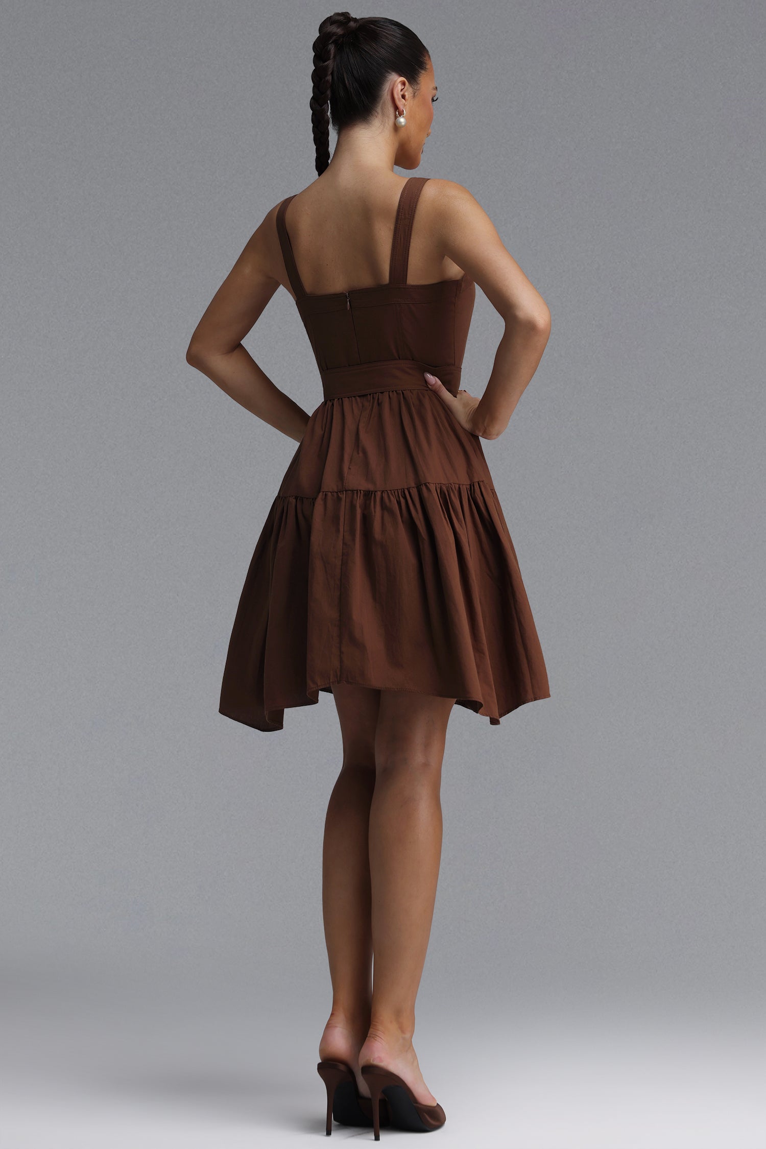 Novalee Resort Flowy Sleeveless Woven Brown Mini Dress