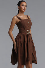 Novalee Resort Flowy Sleeveless Woven Brown Mini Dress