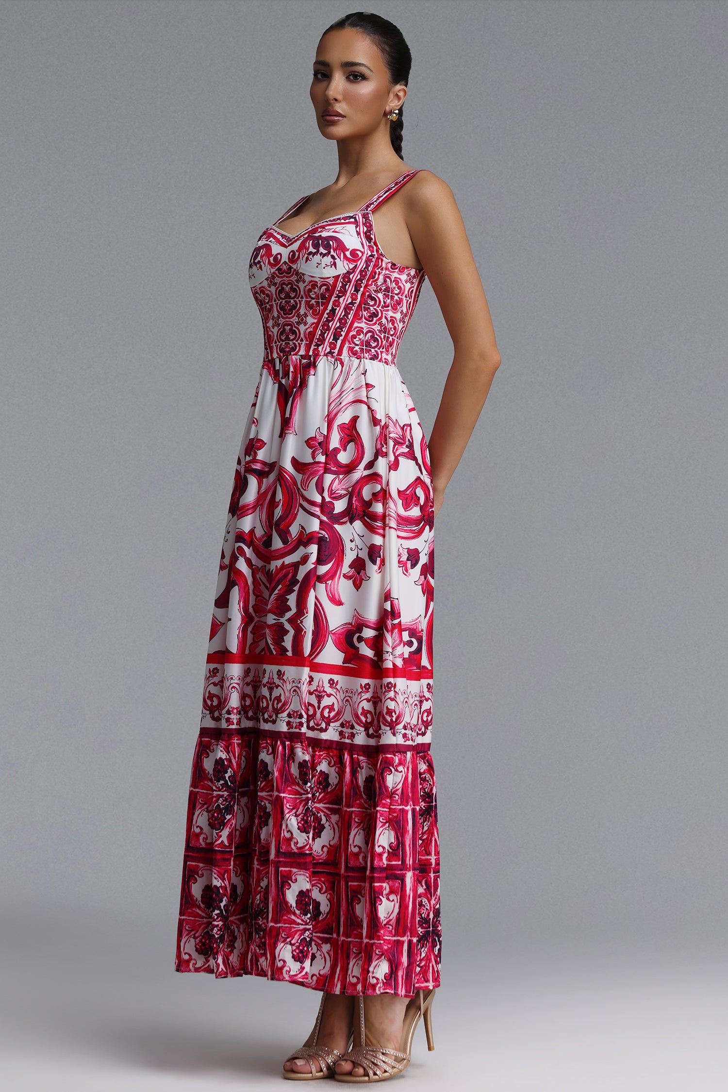 Sparkly Halter Printed Maxi Dress