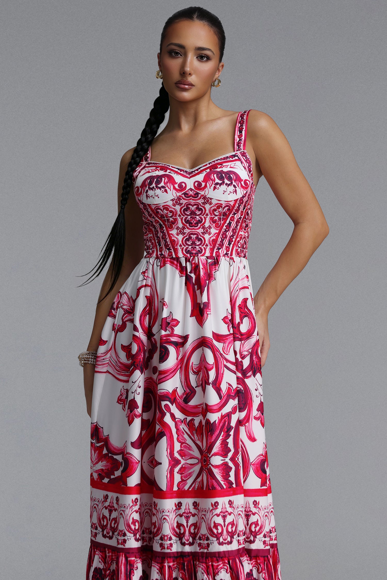 Sparkly Halter Printed Maxi Dress