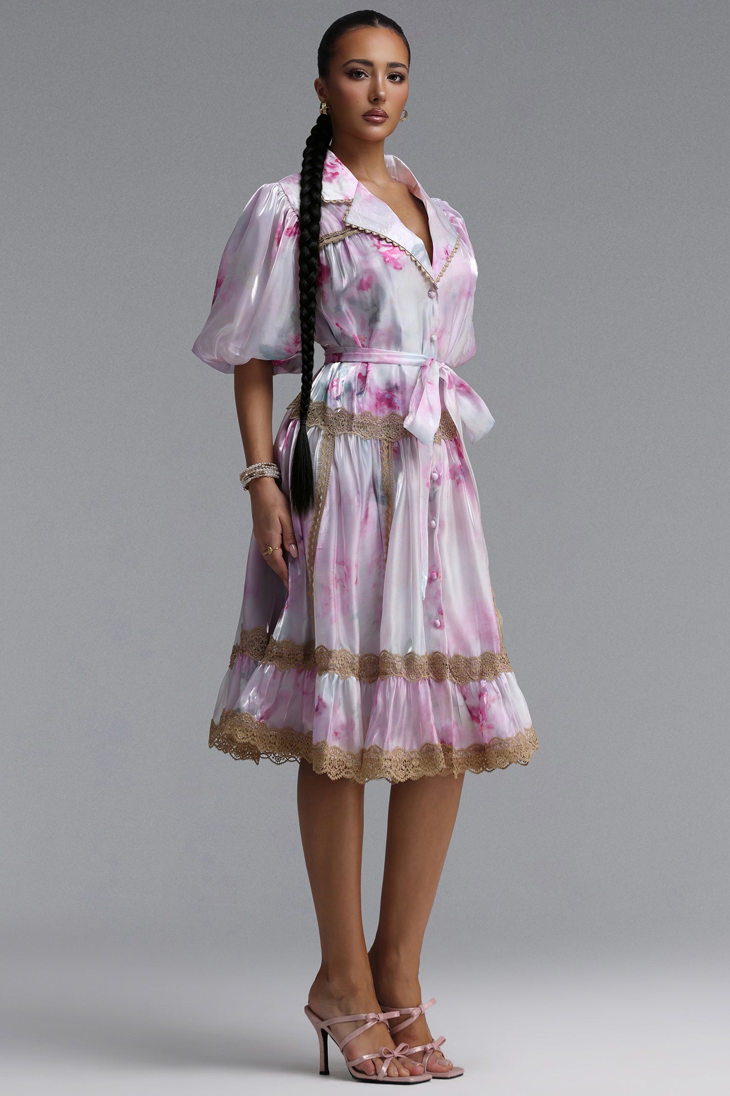 Neal Resort Flowy Puff Sleeve Print Woven Mini Dress
