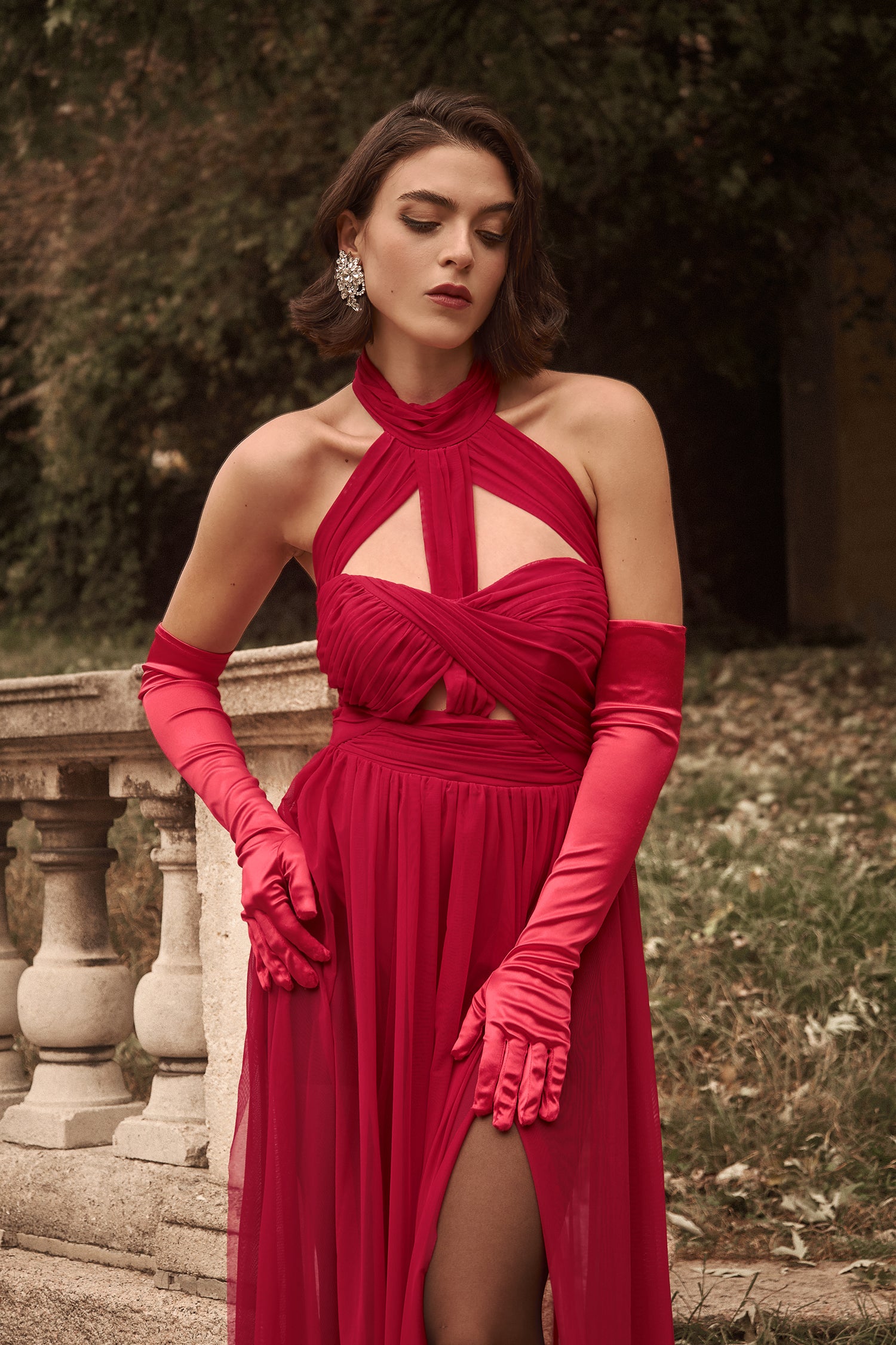 Tesare Halter Sleeveless Hollow Out Maxi Dress