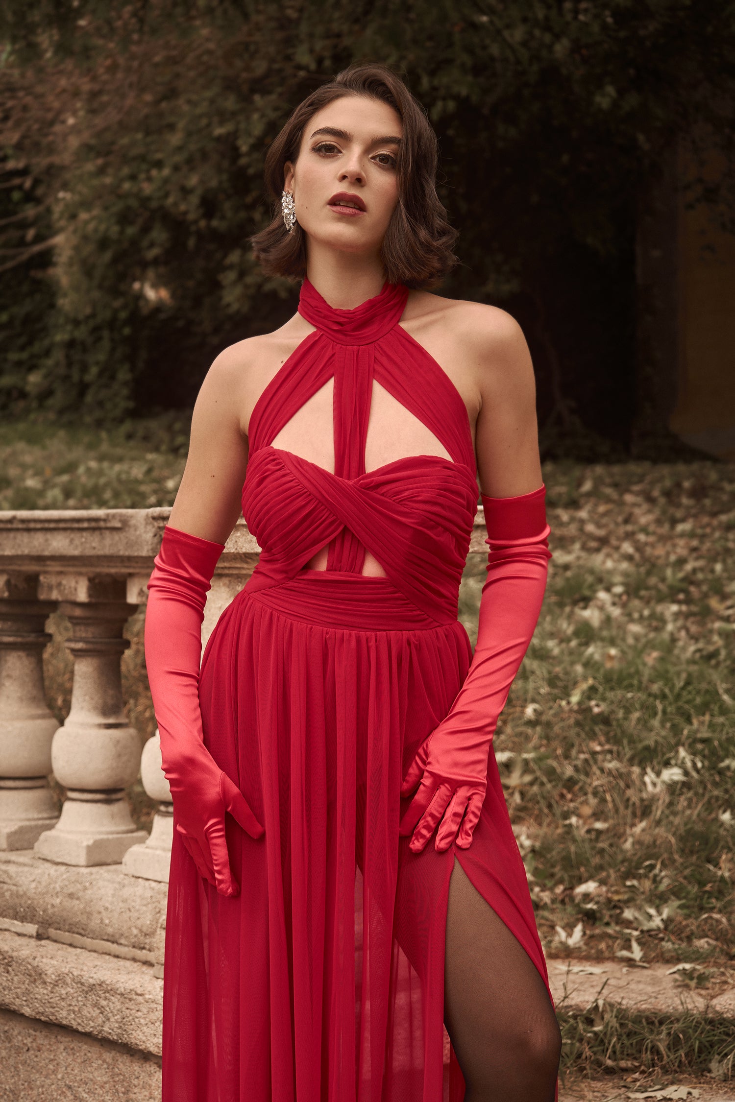 Tesare Halter Sleeveless Hollow Out Maxi Dress