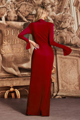Naomi V-neck Long Sleeves Red Maxi Dress
