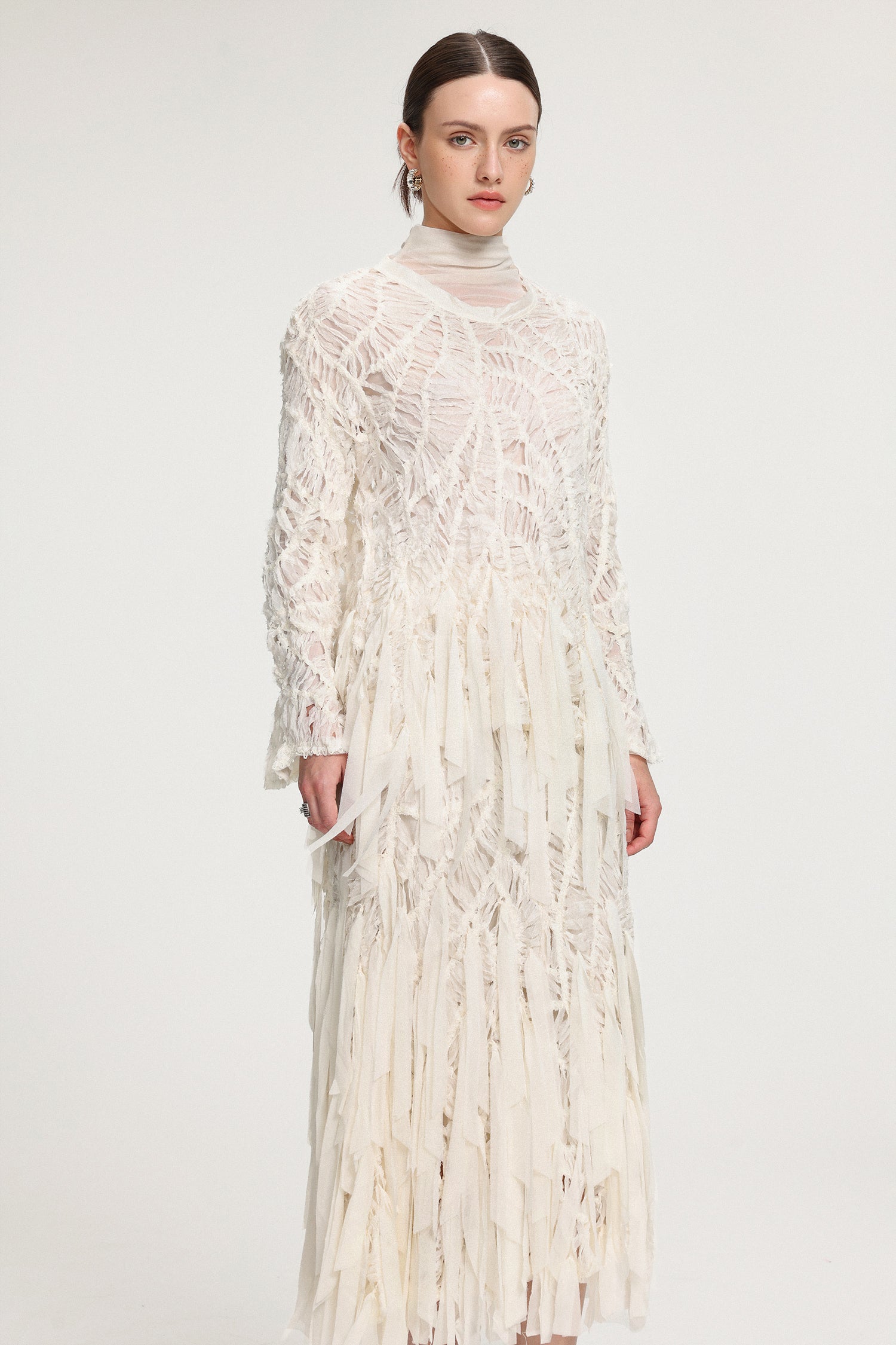 Fringed Midi Skirt With Ribbon Accents