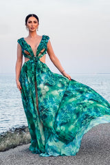 Yoland Printed Embellished Maxi Dress