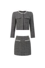 Uzaco Classic Tailored Tweed Top And Skirt Two-Piece Set