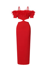 Nivia Feather Midi Bandage Dress