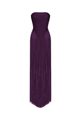 Valentina Strapless Purple Fringe Dress