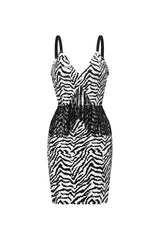 Zakana Tassel Cut Out Eco-leather Mini Dress