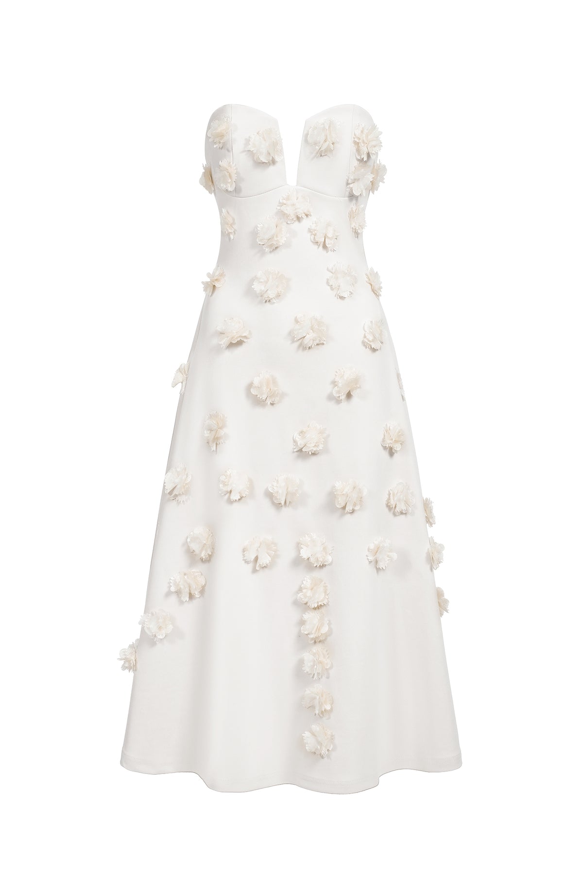 Eve Flowers Tube Midi Dress - White
