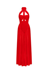 Tesare Halter Sleeveless Hollow Out Maxi Dress