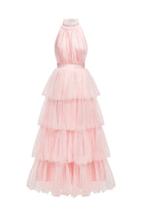 Odelia Sleeveless Bow Puffy Maxi Dress