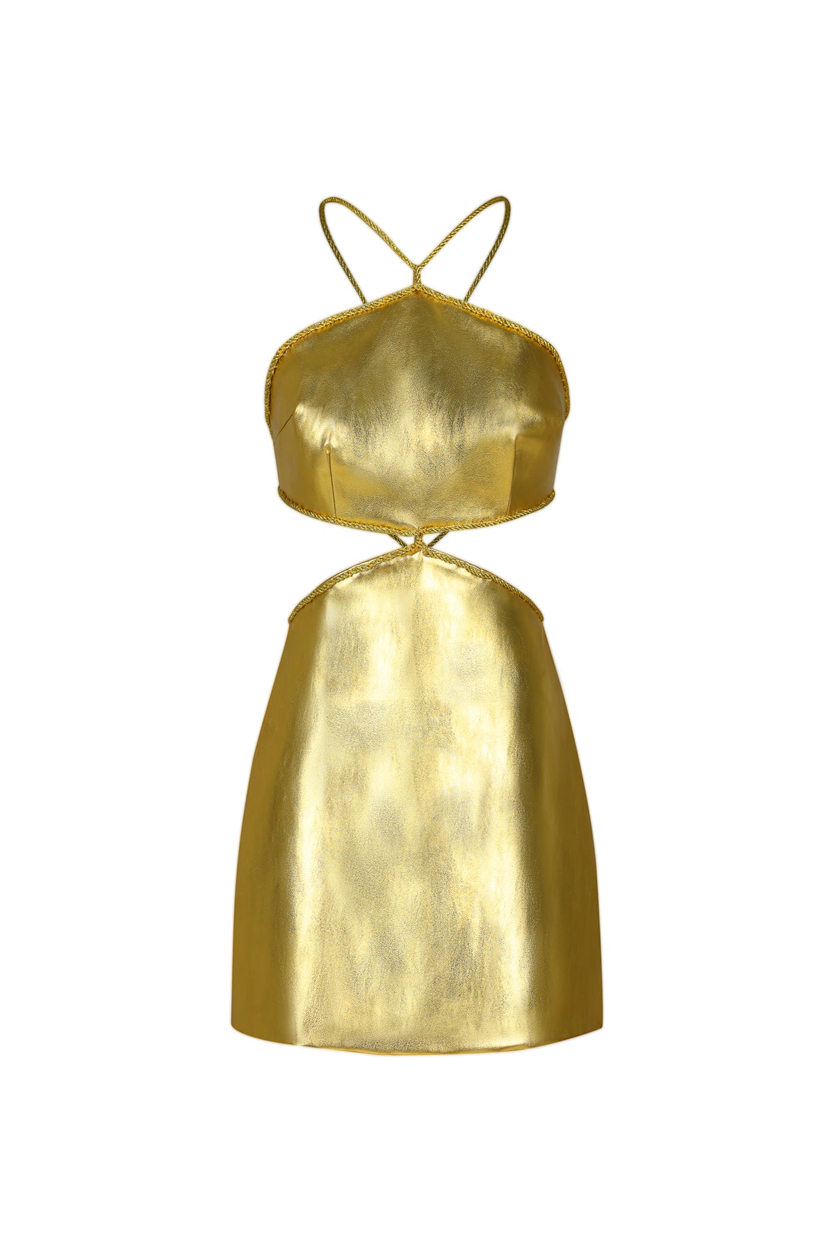 Pola Backless Leather Mini Dress