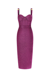 Ziriy Sleeveless V-Neck Bandage Purple Maxi Dress