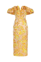Merrit Off-the-Shoulder Jacquard Midi Dress