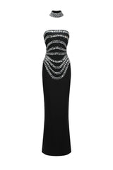 Wanda Sleeveless Diamond Bandage Maxi Dress