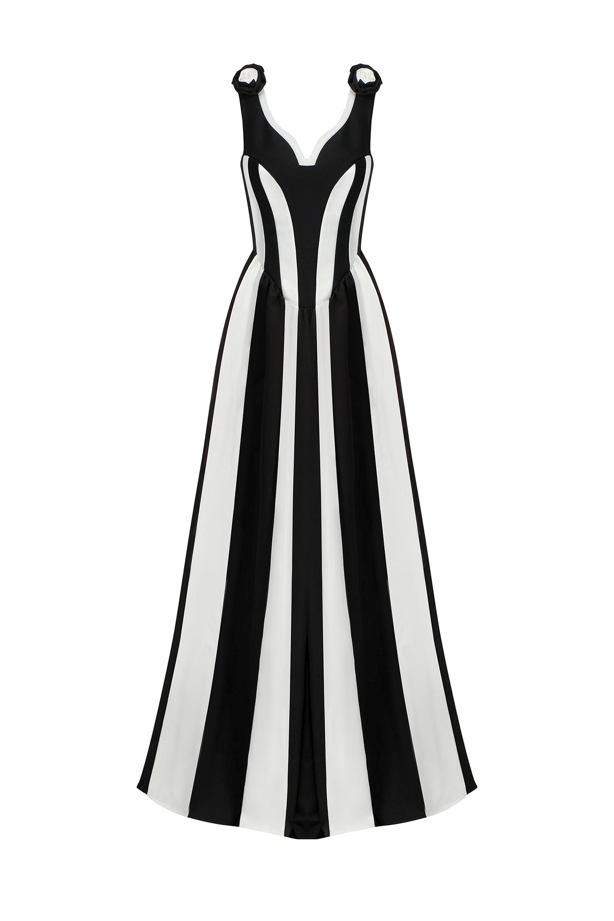 Omega Sleeveless V-Neck Flowers Bandage Maxi Dress