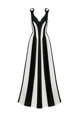 Omega Sleeveless V-Neck Flowers Bandage Maxi Dress