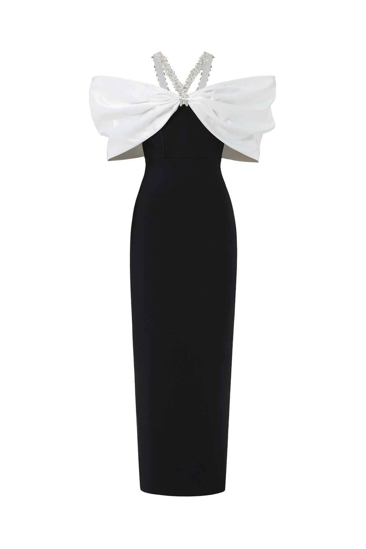 Lucifa Halter Sleeveless Bow Diamond Ribbon Bandage Maxi Dress