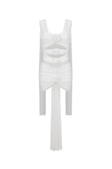 Kawayi Sleeveless Flowers Hollowed Out Mini Dress