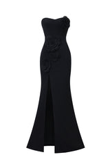 Stretchy Sleeveless Flowers Slit Bandage Maxi Dress