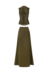 Siayh Sleeveless Tassels Bandage Maxi Two Piece Set
