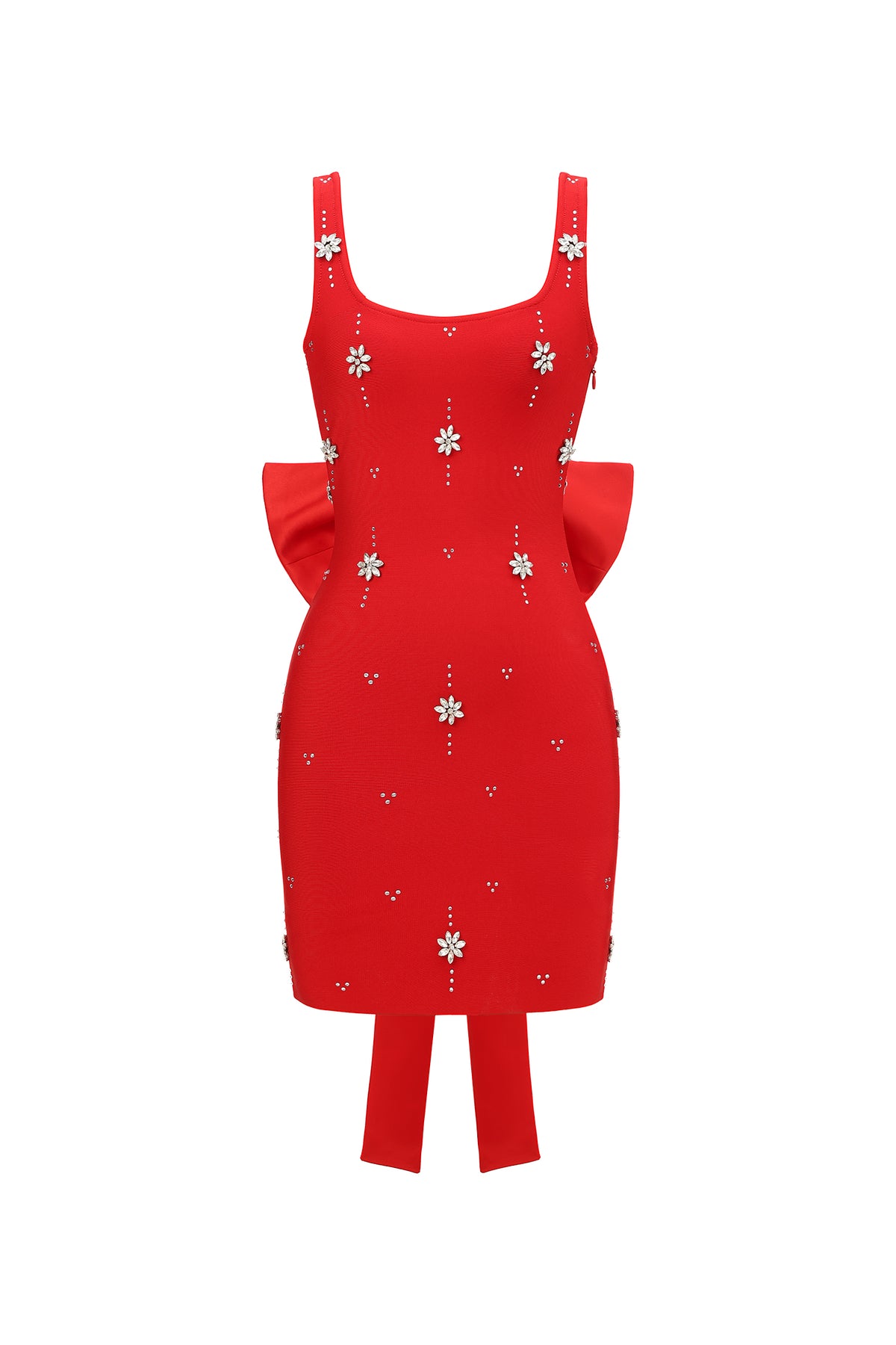 Marne Sleeveless Diamond Bow Bandage Mini Dress
