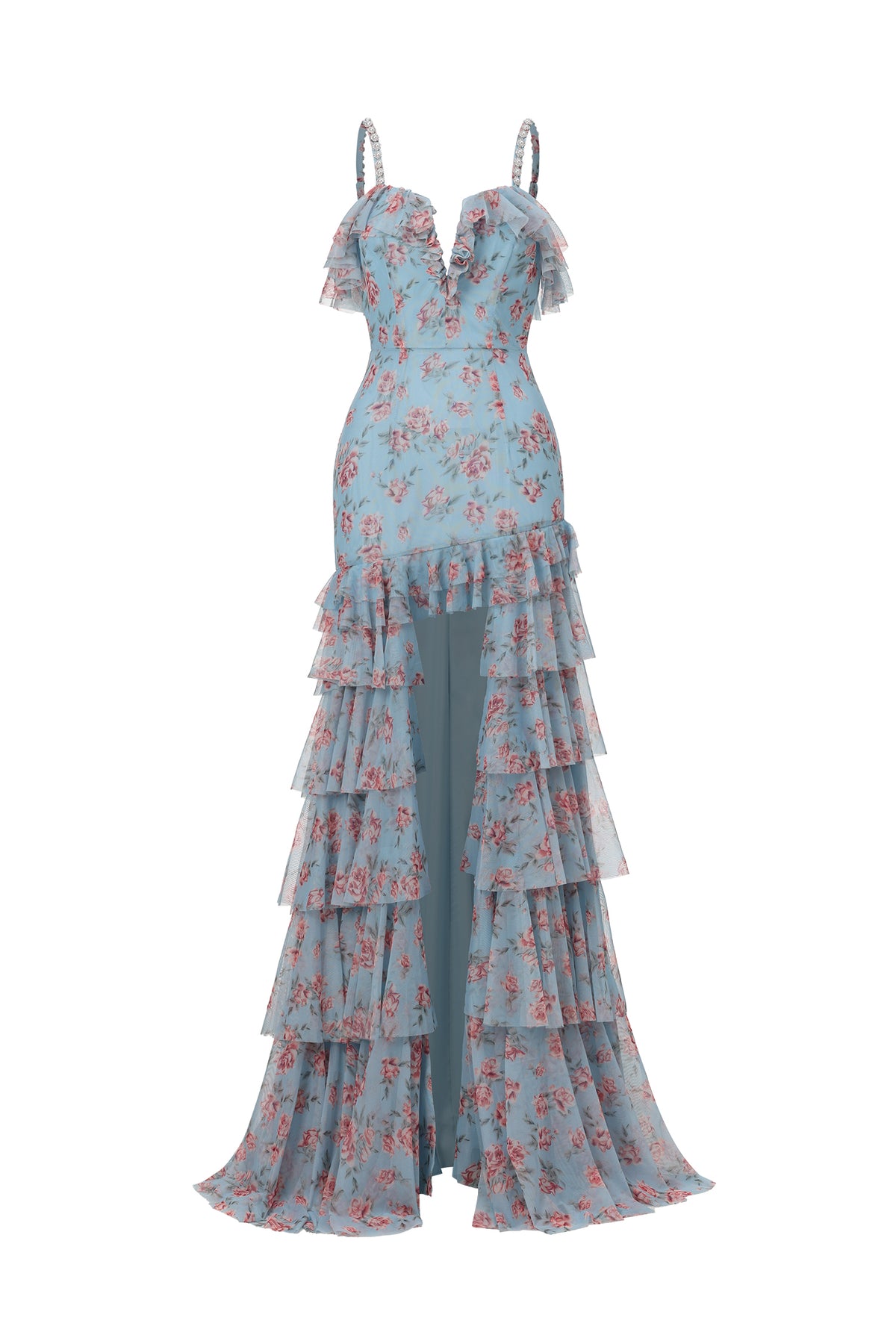 Haliy Floral Print Ruffle Maxi Dress