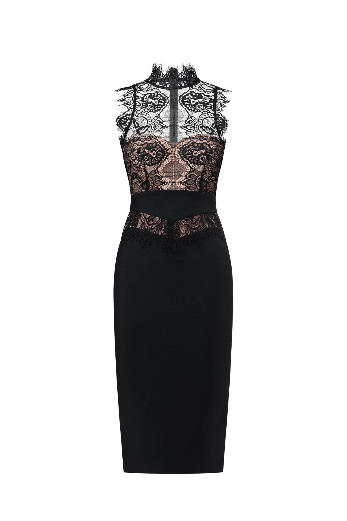 Priscilla Sleeveless Lace Bandage Midi Dress