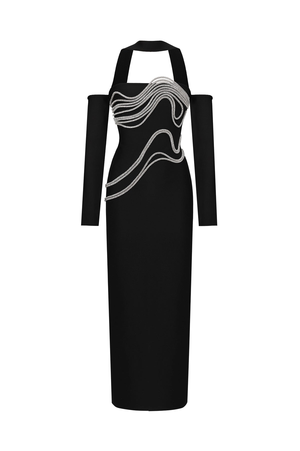 Lokama Strapless Rhinestone Bandage Maxi Dress