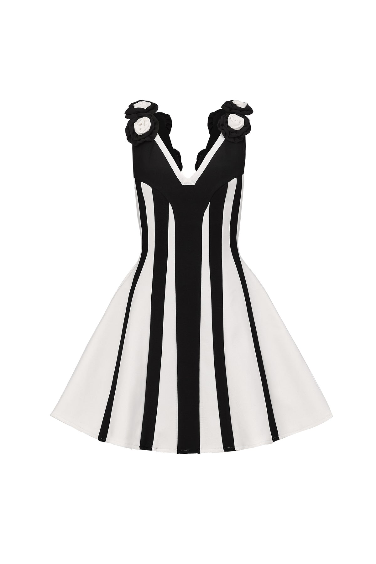 Serela Sleeveless V-Neck Flower Bandage Mini Dress