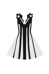 Serela Sleeveless V-Neck Flower Bandage Mini Dress