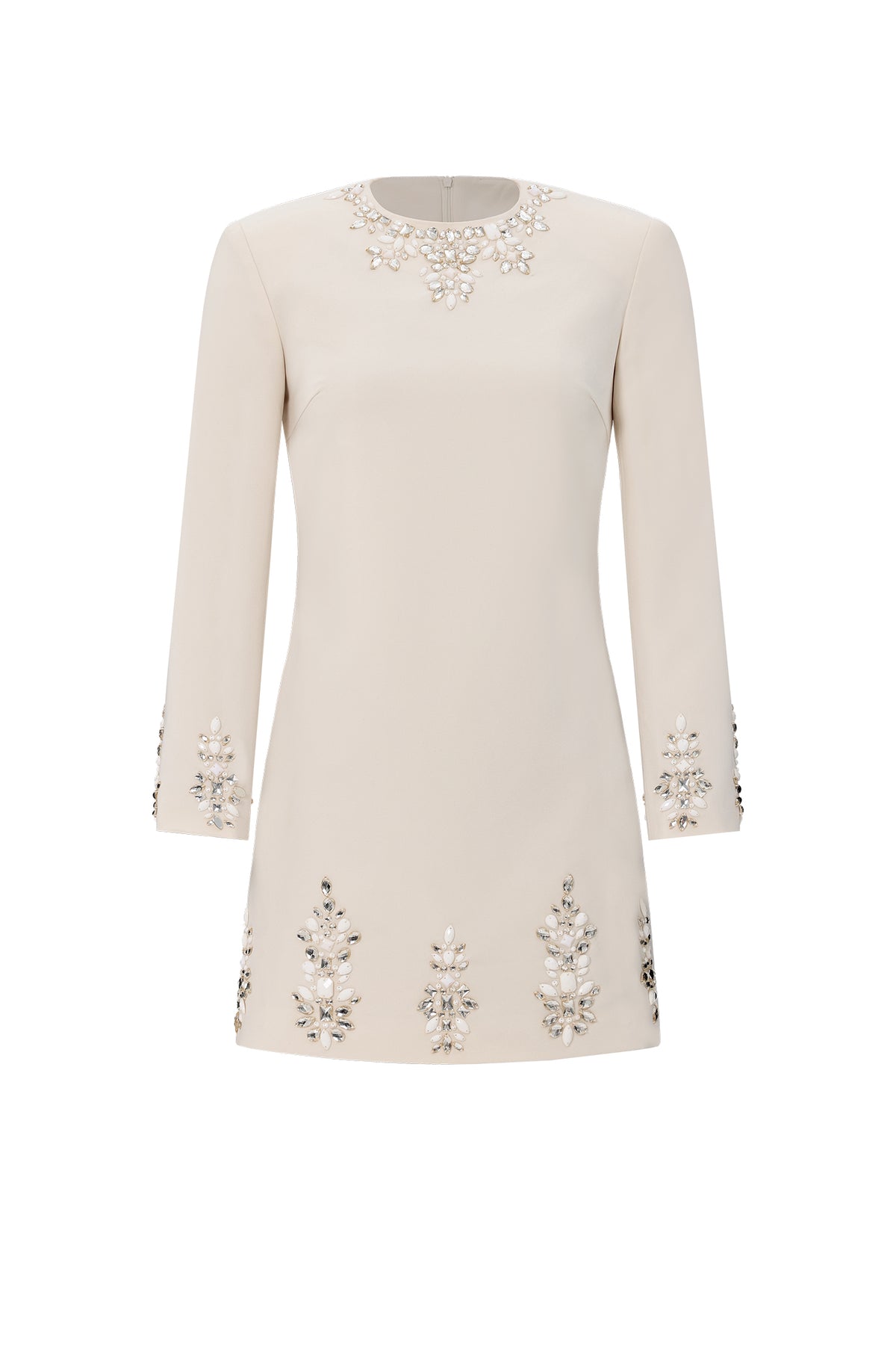 Kerin Elegant Embellished Long Sleeve Rhinestone Woven Mini Dress
