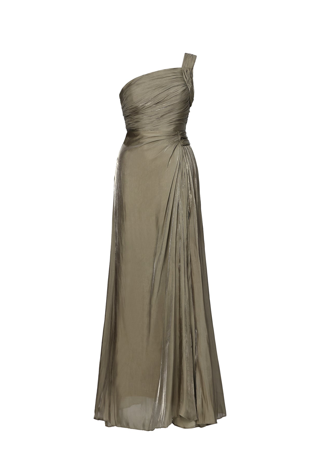 Ronja Elegant Flowy One Shoulder Pleated Maxi Dress