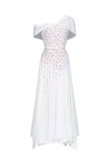 Yvonne Elegant Tailored Off Shoulder Lace Tulle Maxi Dress