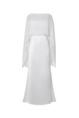 Sinai Elegant Flowy Sleeveless Chiffon Cape Maxi Dress