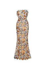 Karina Elegant Contour Strapless Butterfly Maxi Dress