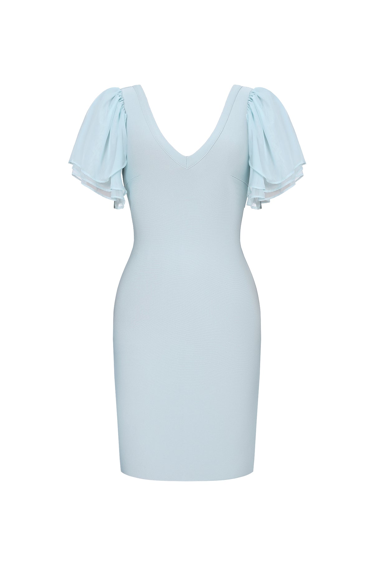Winiva Classic Contour V Neck Short Sleeve Bandage Midi Dress