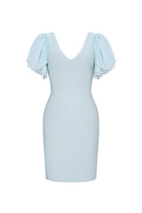 Winiva Classic Contour V Neck Short Sleeve Bandage Midi Dress