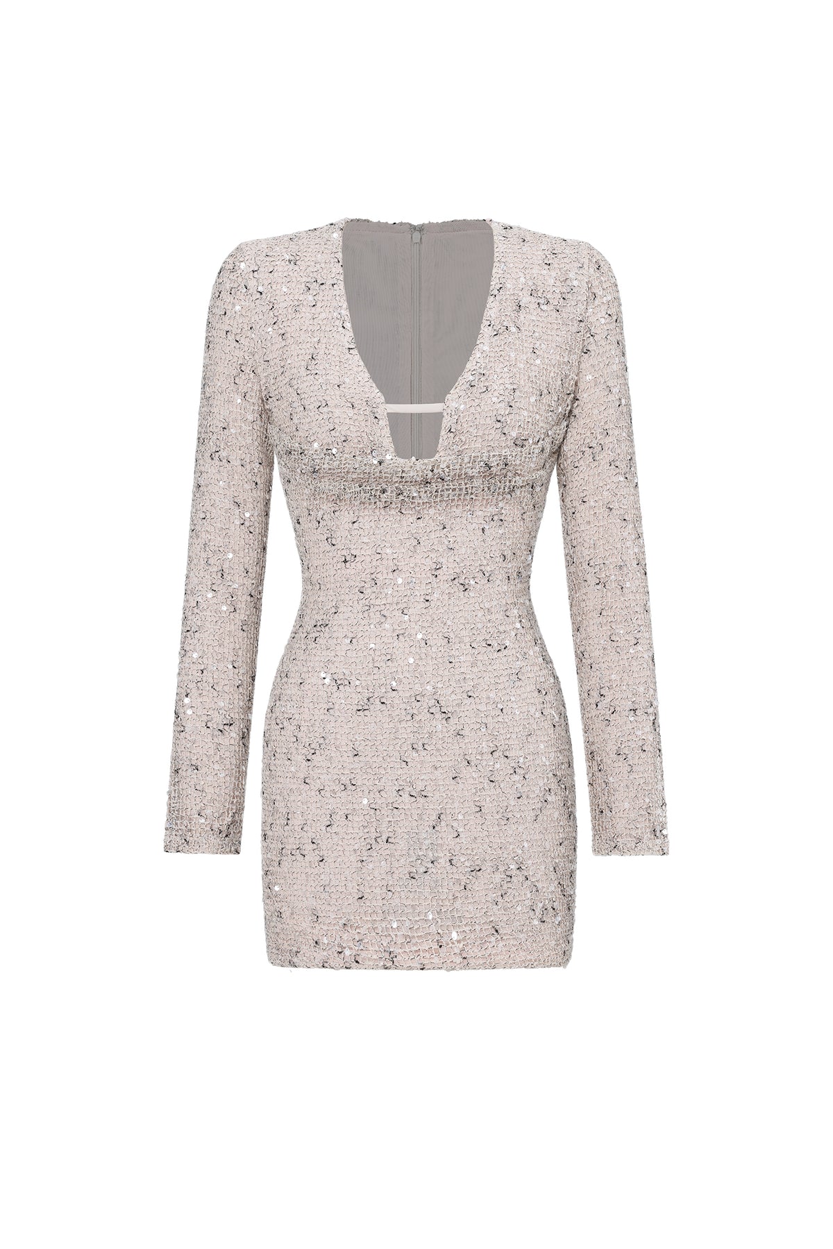Manik Chic Contour Long Sleeve Cut Out Sequin Mini Dress