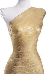 Metallic Bandage Mini Cocktail Dress - Gold