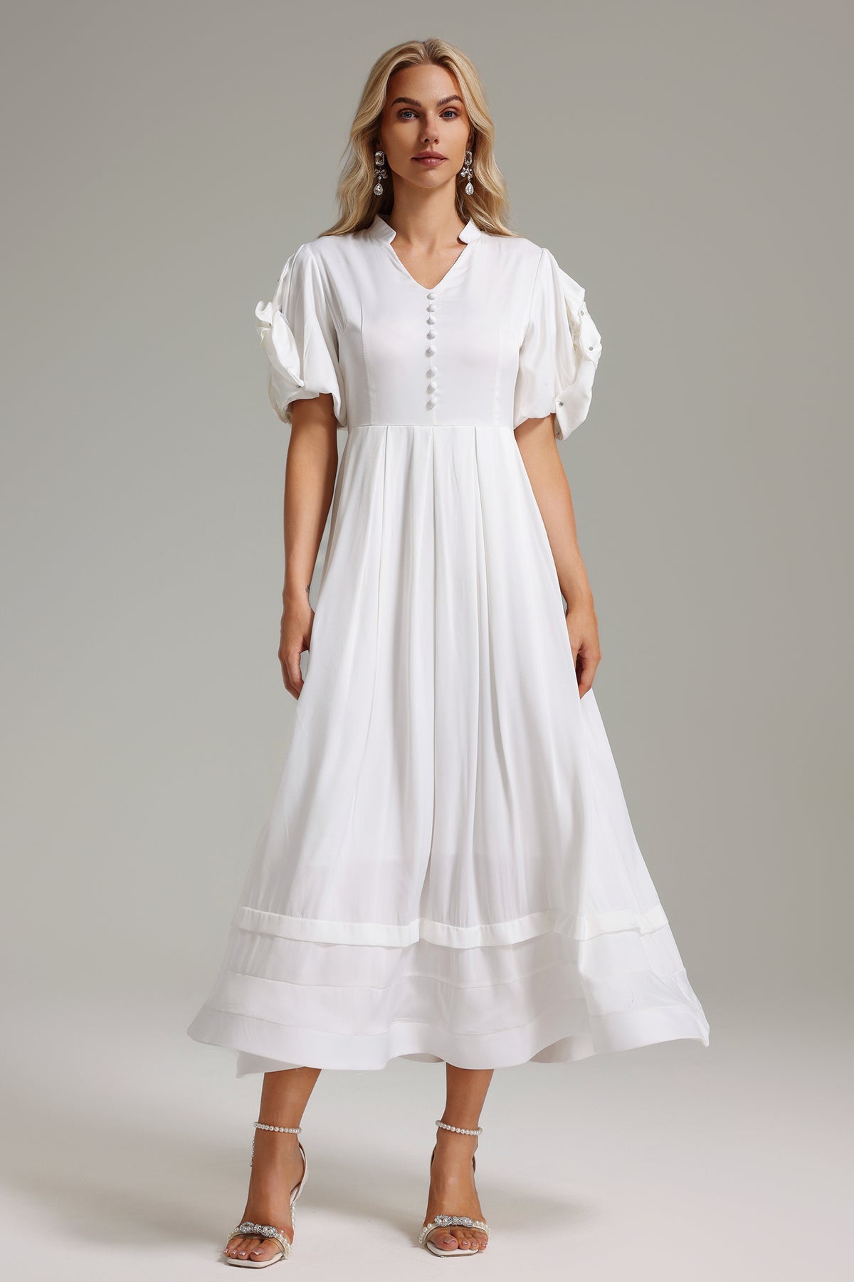 Dlasa Floral Embellished Sleeves Dress