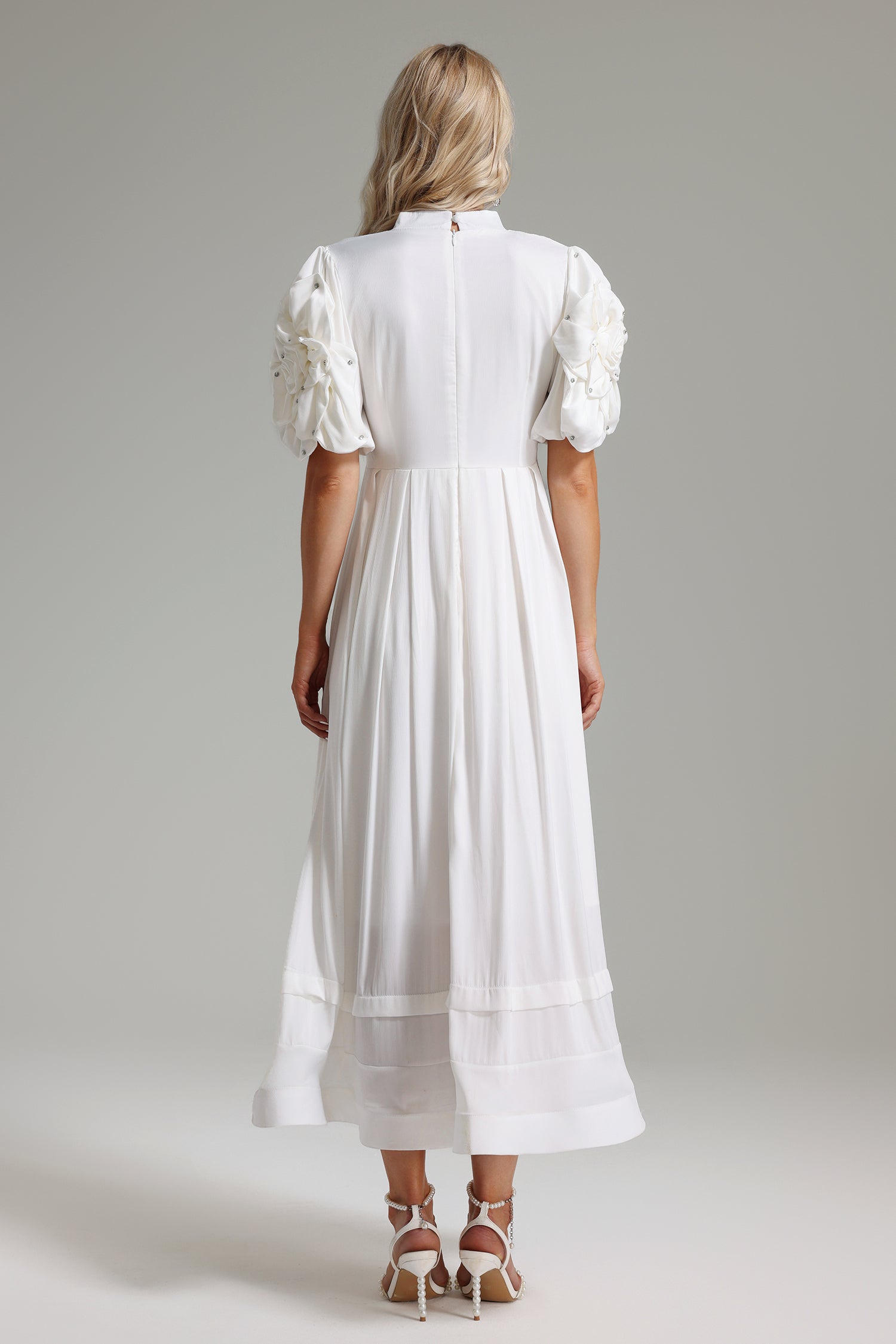 Dlasa Floral Embellished Sleeves Dress