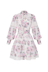 Myrna Lace Decorated Printed Dress