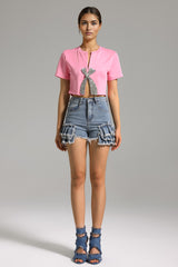 Kyli Pleat Denim Shorts