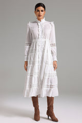 Villy Ruffle Lace Shirt Midi Dress