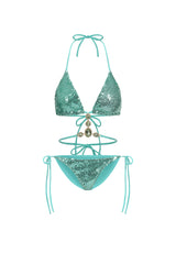 Hlasa Halter Sleeveless Sequin Diamond Bikini