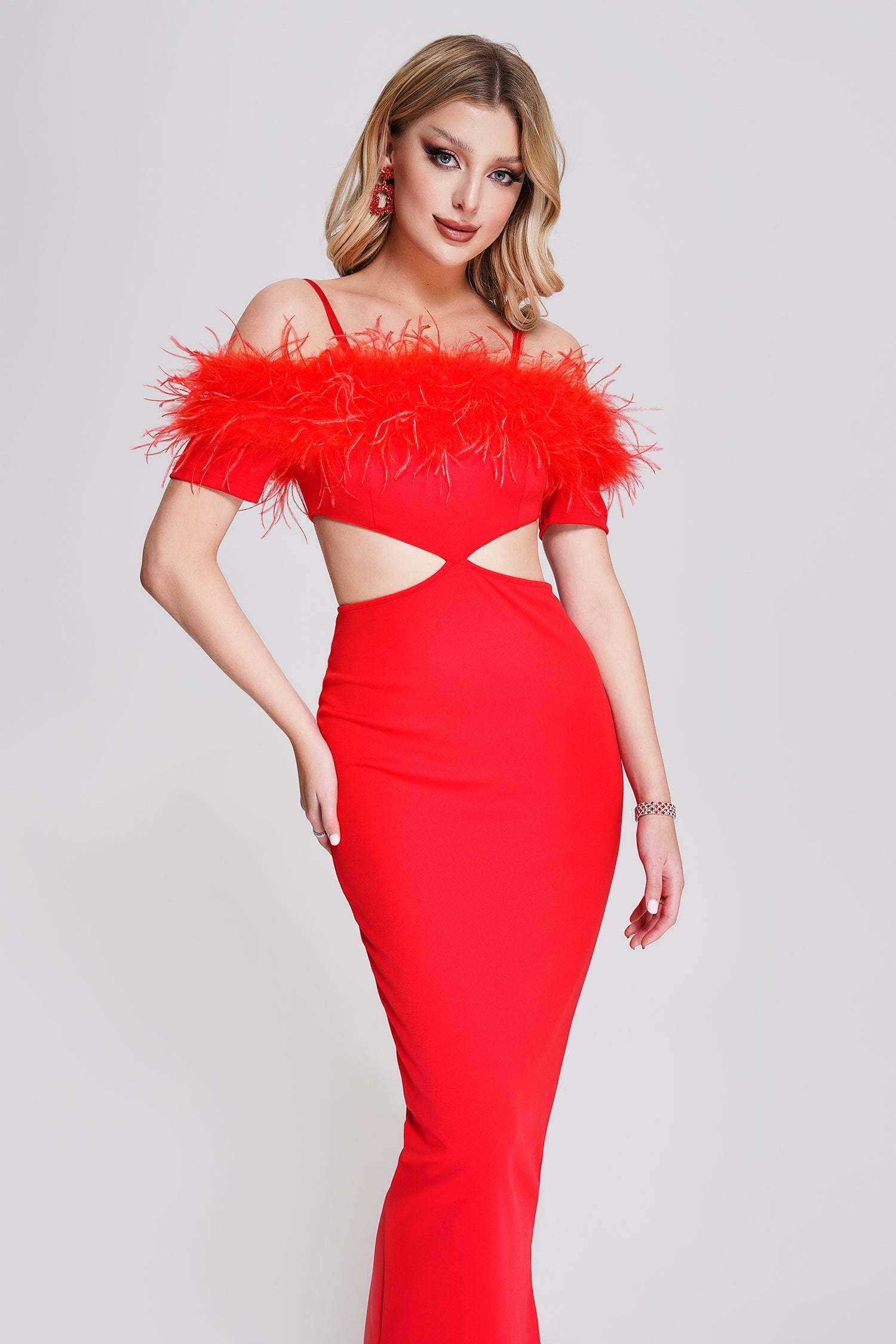 Nivia Feather Midi Bandage Dress